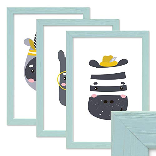 PHOTOLINI Bilderrahmen Kinderzimmer A4 21x30 cm Blau, 3er Set Wechselrahmen farbig, Holz, Acrylglas, Made in Germany, zum Aufhängen, mit Zubehör - für Bunte Kinderbilder PHOTOLINI Bilderrahmen Kinderzimmer A4 21x30 cm Blau, 3er Set Wechselrahmen farbig, Holz, Acrylglas, Made in Germany, zum Aufhängen, mit Zubehör - für Bunte Kinderbilder von PHOTOLINI