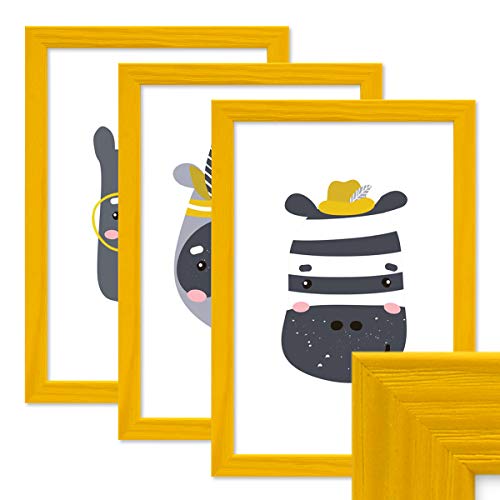 PHOTOLINI Bilderrahmen Kinderzimmer A4 21x30 cm Gelb, 3er Set Wechselrahmen farbig, Holz, Acrylglas, Made in Germany, zum Aufhängen, mit Zubehör - für Bunte Kinderbilder PHOTOLINI Bilderrahmen Kinderzimmer A4 21x30 cm Gelb, 3er Set Wechselrahmen farbig, Holz, Acrylglas, Made in Germany, zum Aufhängen, mit Zubehör - für Bunte Kinderbilder von PHOTOLINI