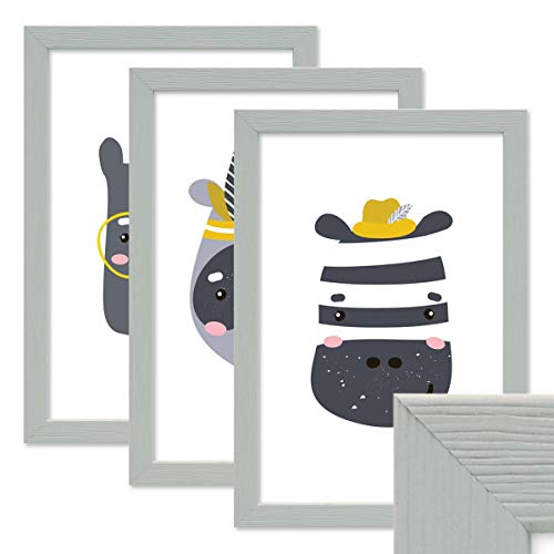 PHOTOLINI Bilderrahmen Kinderzimmer A4 21x30 cm Grau, 3er Set Wechselrahmen farbig, Holz, Acrylglas, Made in Germany, zum Aufhängen, mit Zubehör - für Bunte Kinderbilder PHOTOLINI Bilderrahmen Kinderzimmer A4 21x30 cm Grau, 3er Set Wechselrahmen farbig, Holz, Acrylglas, Made in Germany, zum Aufhängen, mit Zubehör - für Bunte Kinderbilder von PHOTOLINI