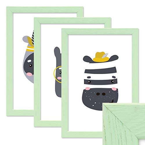 PHOTOLINI Bilderrahmen Kinderzimmer A4 21x30 cm Grün, 3er Set Wechselrahmen farbig, Holz, Acrylglas, Made in Germany, zum Aufhängen, mit Zubehör - für bunte Kinderbilder PHOTOLINI Bilderrahmen Kinderzimmer A4 21x30 cm Grün, 3er Set Wechselrahmen farbig, Holz, Acrylglas, Made in Germany, zum Aufhängen, mit Zubehör - für bunte Kinderbilder von PHOTOLINI
