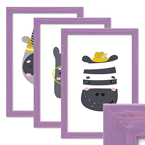 PHOTOLINI Bilderrahmen Kinderzimmer A4 21x30 cm Lila, 3er Set Wechselrahmen farbig, Holz, Acrylglas, Made in Germany, zum Aufhängen, mit Zubehör - für bunte Kinderbilder PHOTOLINI Bilderrahmen Kinderzimmer A4 21x30 cm Lila, 3er Set Wechselrahmen farbig, Holz, Acrylglas, Made in Germany, zum Aufhängen, mit Zubehör - für bunte Kinderbilder von PHOTOLINI