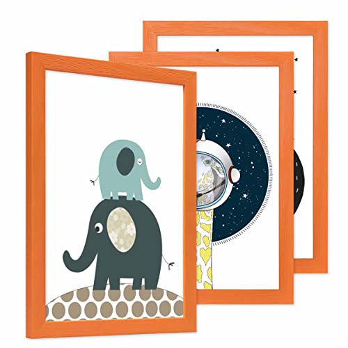 PHOTOLINI Bilderrahmen Kinderzimmer A4 21x30 cm Orange, 3er Set Wechselrahmen farbig, Holz, Acrylglas, Made in Germany, zum Aufhängen, mit Zubehör - für bunte Kinderbilder PHOTOLINI Bilderrahmen Kinderzimmer A4 21x30 cm Orange, 3er Set Wechselrahmen farbig, Holz, Acrylglas, Made in Germany, zum Aufhängen, mit Zubehör - für bunte Kinderbilder von PHOTOLINI