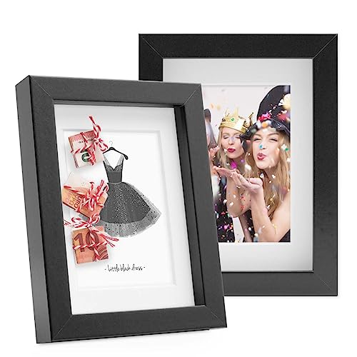 PHOTOLINI 3D Bilderrahmen zum Befüllen 13x18 Schwarz, 1,5 cm tiefer Objektrahmen mit Glas, 2X tiefer Bilderrahmen 13x18 Holz MDF mit Passepartout, Dicker 3D Rahmen befüllbar für Gegenstände PHOTOLINI 3D Bilderrahmen zum Befüllen 13x18 Schwarz, 1,5 cm tiefer Objektrahmen mit Glas, 2X tiefer Bilderrahmen 13x18 Holz MDF mit Passepartout, Dicker 3D Rahmen befüllbar für Gegenstände von PHOTOLINI