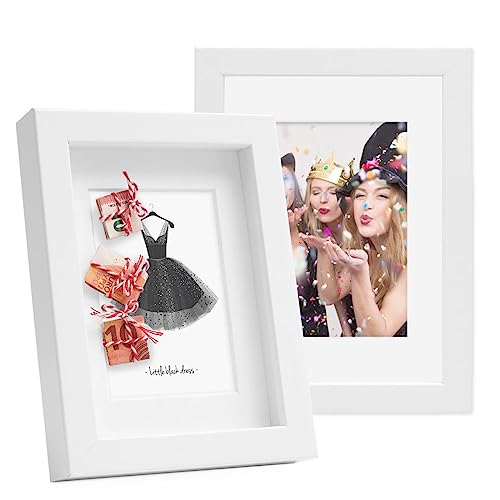 PHOTOLINI 3D Bilderrahmen zum Befüllen 13x18 Weiß, 1,5 cm tiefer Objektrahmen mit Glas, 2X tiefer Bilderrahmen 13x18 Holz MDF mit Passepartout, Dicker 3D Rahmen befüllbar für Gegenstände Geschenk PHOTOLINI 3D Bilderrahmen zum Befüllen 13x18 Weiß, 1,5 cm tiefer Objektrahmen mit Glas, 2X tiefer Bilderrahmen 13x18 Holz MDF mit Passepartout, Dicker 3D Rahmen befüllbar für Gegenstände Geschenk von PHOTOLINI