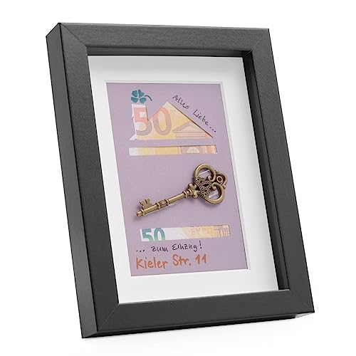PHOTOLINI 3D Bilderrahmen zum Befüllen 15x20 Schwarz, 1,5 cm tiefer Objektrahmen mit Glas, tiefer Bilderrahmen 15x20 Holz MDF mit Passepartout, Dicker 3D Rahmen befüllbar für Gegenstände Geschenk von PHOTOLINI
