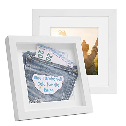 PHOTOLINI 3D Bilderrahmen zum Befüllen 20x20 Weiß, 1,5 cm tiefer Objektrahmen mit Glas, 2X tiefer Bilderrahmen 20x20 Holz MDF mit Passepartout, Dicker 3D Rahmen befüllbar für Gegenstände Geschenk PHOTOLINI 3D Bilderrahmen zum Befüllen 20x20 Weiß, 1,5 cm tiefer Objektrahmen mit Glas, 2X tiefer Bilderrahmen 20x20 Holz MDF mit Passepartout, Dicker 3D Rahmen befüllbar für Gegenstände Geschenk von PHOTOLINI