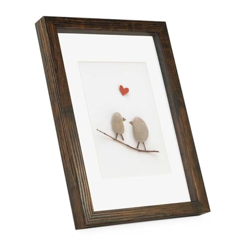 PHOTOLINI 3D Bilderrahmen zum Befüllen 21x30 A4 Eiche dunkel, 1,5 cm tiefer Objektrahmen mit Glas, tiefer Bilderrahmen A4 21x30 Holz MDF mit Passepartout, Dicker 3D Rahmen befüllbar für Gegenstände von PHOTOLINI