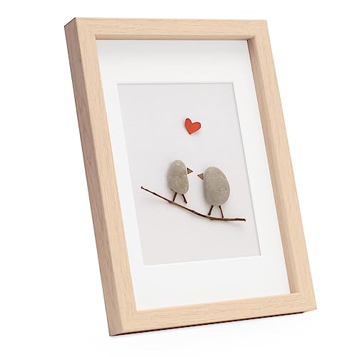 PHOTOLINI 3D Bilderrahmen zum Befüllen 21x30 A4 Natur, 1,5 cm tiefer Objektrahmen mit Glas, tiefer Bilderrahmen A4 21x30 Holz MDF mit Passepartout, Dicker 3D Rahmen befüllbar für Gegenstände Geschenk von PHOTOLINI