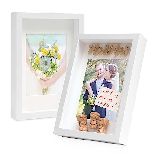 PHOTOLINI 3D Bilderrahmen zum Befüllen 21x30 A4 Weiß, 3 cm tiefer Objektrahmen mit Glas, 2X tiefer Bilderrahmen A4 21x30 Holz MDF mit Passepartout, Dicker 3D Rahmen befüllbar für Gegenstände PHOTOLINI 3D Bilderrahmen zum Befüllen 21x30 A4 Weiß, 3 cm tiefer Objektrahmen mit Glas, 2X tiefer Bilderrahmen A4 21x30 Holz MDF mit Passepartout, Dicker 3D Rahmen befüllbar für Gegenstände von PHOTOLINI