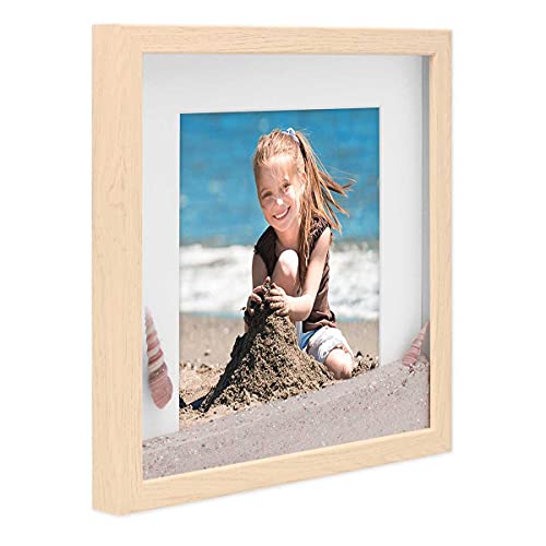 PHOTOLINI 3D Bilderrahmen zum Befüllen 30x30 Natur groß, 1,5 cm tiefer Objektrahmen mit Glas, tiefer Bilderrahmen 30x30 Holz MDF mit Passepartout, Dicker 3D Rahmen befüllbar für Gegenstände Geschenk von PHOTOLINI