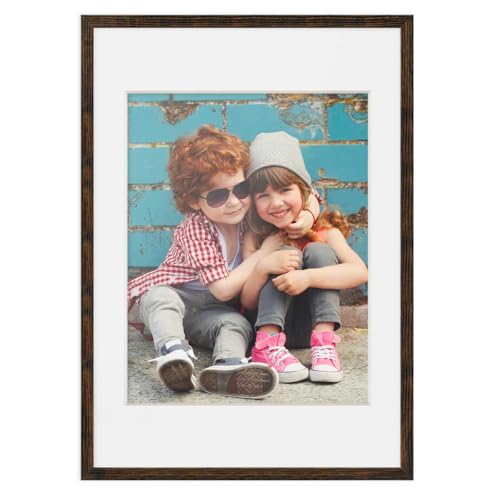 PHOTOLINI 3D Bilderrahmen zum Befüllen 50x70 Eiche dunkel groß, 1,5 cm tiefer Objektrahmen mit Glas, tiefer Bilderrahmen 50x70 Holz MDF mit Passepartout, Dicker 3D Rahmen befüllbar für Gegenstände von PHOTOLINI