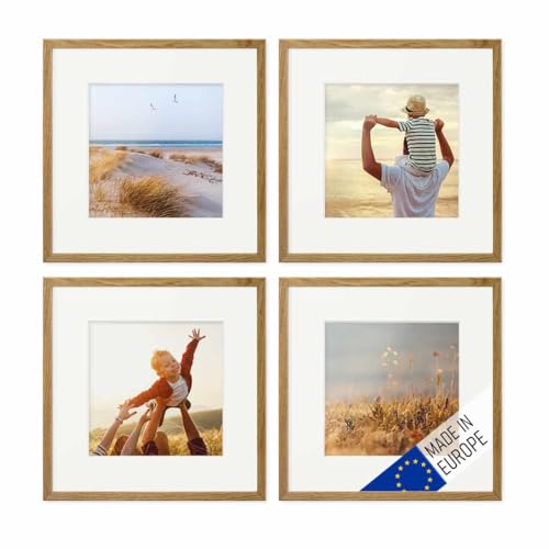 PHOTOLINI Bilderrahmen Holz 30x30 Eiche mit Passepartout, Holzbilderrahmen Made in EU, 4er Set, bruchsicheres Acrylglas, zum Aufhängen, quadratisch, extra Zubehör - für Ihre liebsten Fotos & Bilder PHOTOLINI Bilderrahmen Holz 30x30 Eiche mit Passepartout, Holzbilderrahmen Made in EU, 4er Set, bruchsicheres Acrylglas, zum Aufhängen, quadratisch, extra Zubehör - für Ihre liebsten Fotos & Bilder von PHOTOLINI