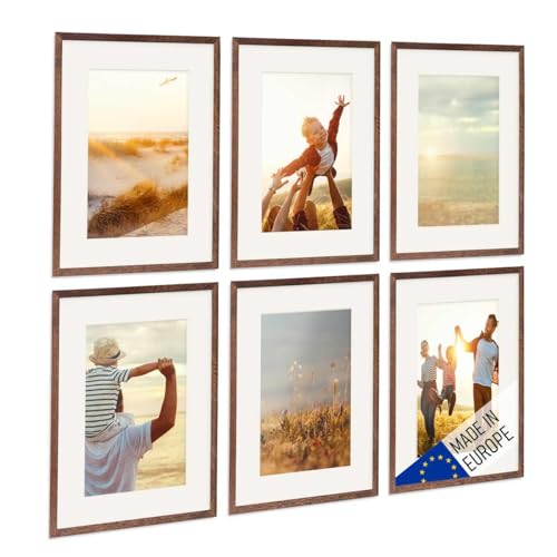 PHOTOLINI Bilderrahmen Holz 30x40 Eiche Dunkel mit Passepartout, Holzbilderrahmen Made in EU, 6er Set, bruchsicheres Acrylglas, zum Aufhängen, extra Zubehör - für Ihre liebsten Fotos & Bilder PHOTOLINI Bilderrahmen Holz 30x40 Eiche Dunkel mit Passepartout, Holzbilderrahmen Made in EU, 6er Set, bruchsicheres Acrylglas, zum Aufhängen, extra Zubehör - für Ihre liebsten Fotos & Bilder von PHOTOLINI