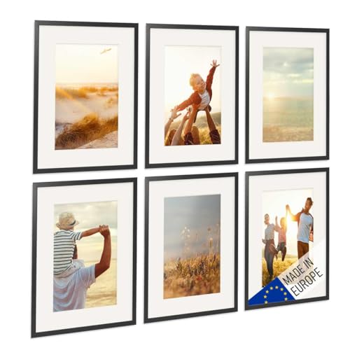 PHOTOLINI Bilderrahmen Holz 30x40 Schwarz mit Passepartout, Holzbilderrahmen Made in EU, 6er Set, bruchsicheres Acrylglas, zum Aufhängen, extra Zubehör - für Ihre liebsten Fotos & Bilder PHOTOLINI Bilderrahmen Holz 30x40 Schwarz mit Passepartout, Holzbilderrahmen Made in EU, 6er Set, bruchsicheres Acrylglas, zum Aufhängen, extra Zubehör - für Ihre liebsten Fotos & Bilder von PHOTOLINI