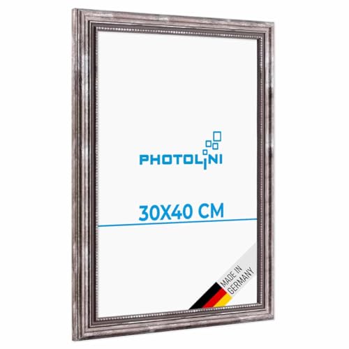 PHOTOLINI Barock-Bilderrahmen 30x40 cm in Silber antik, Holz-Rahmen Vintage, Made in Germany, Echtglas, zum Aufhängen, mit Zubehör - verleiht Deinen Fotos das besondere Etwas PHOTOLINI Barock-Bilderrahmen 30x40 cm in Silber antik, Holz-Rahmen Vintage, Made in Germany, Echtglas, zum Aufhängen, mit Zubehör - verleiht Deinen Fotos das besondere Etwas von PHOTOLINI