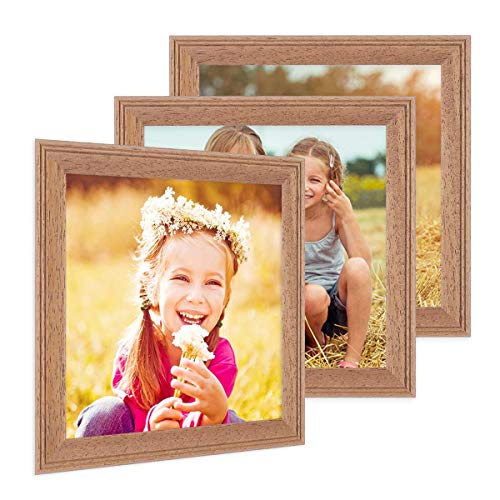 PHOTOLINI Bilderrahmen 10x10 cm Holz Eiche-Optik Landhaus-Stil, 3er Set Holz-Rahmen, Made in Germany, Echtglas, zum Aufhängen & Aufstellen, mit Zubehör - perfekt für Familienfotos & Urlaubsbilder PHOTOLINI Bilderrahmen 10x10 cm Holz Eiche-Optik Landhaus-Stil, 3er Set Holz-Rahmen, Made in Germany, Echtglas, zum Aufhängen & Aufstellen, mit Zubehör - perfekt für Familienfotos & Urlaubsbilder von PHOTOLINI