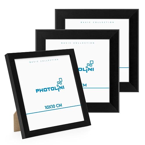 PHOTOLINI Bilderrahmen 10x10 Schwarz MDF-Holz, 3er Set Poster-Rahmen, bruchsicheres Acrylglas, zum Aufhängen & Aufstellen, extra Zubehör - für Fotos & Poster PHOTOLINI Bilderrahmen 10x10 Schwarz MDF-Holz, 3er Set Poster-Rahmen, bruchsicheres Acrylglas, zum Aufhängen & Aufstellen, extra Zubehör - für Fotos & Poster von PHOTOLINI