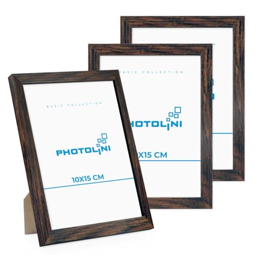 PHOTOLINI Bilderrahmen 10x15 Eiche Dunkel aus MDF-Holz, 3er Set Poster-Rahmen, bruchsicheres Acrylglas, zum Aufhängen & Aufstellen, extra Zubehör - für Fotos & Poster PHOTOLINI Bilderrahmen 10x15 Eiche Dunkel aus MDF-Holz, 3er Set Poster-Rahmen, bruchsicheres Acrylglas, zum Aufhängen & Aufstellen, extra Zubehör - für Fotos & Poster von PHOTOLINI