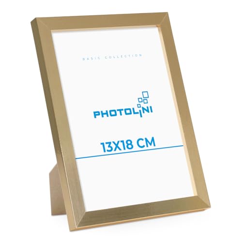 PHOTOLINI Bilderrahmen 13x18 Gold, Bilderrahmen gold 13x18 Holz MDF, Fotorahmen 13 x 18 mit Acrylglas, Bilder Rahmen 13 x18 Aufhängen & Aufstellen, Picture Frame mit Zubehör für Fotos, Poster PHOTOLINI Bilderrahmen 13x18 Gold, Bilderrahmen gold 13x18 Holz MDF, Fotorahmen 13 x 18 mit Acrylglas, Bilder Rahmen 13 x18 Aufhängen & Aufstellen, Picture Frame mit Zubehör für Fotos, Poster von PHOTOLINI