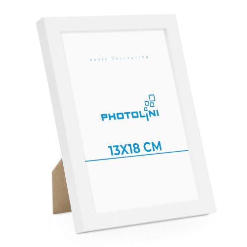 PHOTOLINI Bilderrahmen 13x18 weiß Holz MDF, Bilderrahmen 13x18 weiss, Fotorahmen 13 x 18 mit Acrylglas, Bilder Rahmen 13 x18 Aufhängen & Aufstellen, Picture Frame mit Zubehör für Fotos, Poster PHOTOLINI Bilderrahmen 13x18 weiß Holz MDF, Bilderrahmen 13x18 weiss, Fotorahmen 13 x 18 mit Acrylglas, Bilder Rahmen 13 x18 Aufhängen & Aufstellen, Picture Frame mit Zubehör für Fotos, Poster von PHOTOLINI