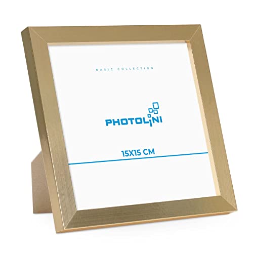 PHOTOLINI Bilderrahmen 15x15 Gold MDF-Holz Poster-Rahmen, bruchsicheres Acrylglas, zum Aufhängen & Aufstellen, extra Zubehör - für Fotos & Poster PHOTOLINI Bilderrahmen 15x15 Gold MDF-Holz Poster-Rahmen, bruchsicheres Acrylglas, zum Aufhängen & Aufstellen, extra Zubehör - für Fotos & Poster von PHOTOLINI