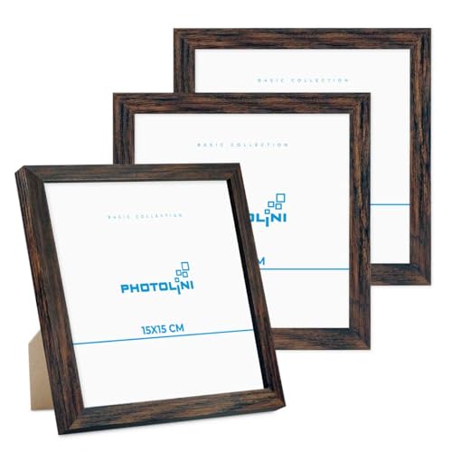 PHOTOLINI Bilderrahmen 15x15 Eiche Dunkel aus MDF-Holz, 3er Set Poster-Rahmen, bruchsicheres Acrylglas, zum Aufhängen & Aufstellen, extra Zubehör - für Fotos & Poster PHOTOLINI Bilderrahmen 15x15 Eiche Dunkel aus MDF-Holz, 3er Set Poster-Rahmen, bruchsicheres Acrylglas, zum Aufhängen & Aufstellen, extra Zubehör - für Fotos & Poster von PHOTOLINI