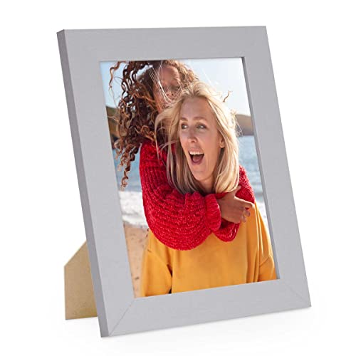 PHOTOLINI Bilderrahmen 15x20 Holz MDF Silber, breiter Bilderrahmen 20x15 Silber, Picture Frame mit Acrylglas, Bilderrahmen 15 x 20 cm zum Aufhängen & Aufstellen, Rahmen 15x20 mit Zubehör von PHOTOLINI