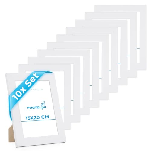 PHOTOLINI Bilderrahmen 15x20 weiß Holz MDF, 10er Set breite Bilderrahmen 20x15 weiß, Picture Frame mit Acrylglas, Bilderrahmen 15 x 20 cm zum Aufhängen & Aufstellen, Rahmen 15x20 mit Zubehör PHOTOLINI Bilderrahmen 15x20 weiß Holz MDF, 10er Set breite Bilderrahmen 20x15 weiß, Picture Frame mit Acrylglas, Bilderrahmen 15 x 20 cm zum Aufhängen & Aufstellen, Rahmen 15x20 mit Zubehör von PHOTOLINI