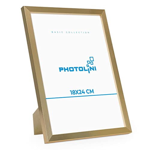 PHOTOLINI Bilderrahmen 18x24 Gold MDF-Holz Poster-Rahmen, bruchsicheres Acrylglas, zum Aufhängen & Aufstellen, extra Zubehör - für Fotos & Poster PHOTOLINI Bilderrahmen 18x24 Gold MDF-Holz Poster-Rahmen, bruchsicheres Acrylglas, zum Aufhängen & Aufstellen, extra Zubehör - für Fotos & Poster von PHOTOLINI