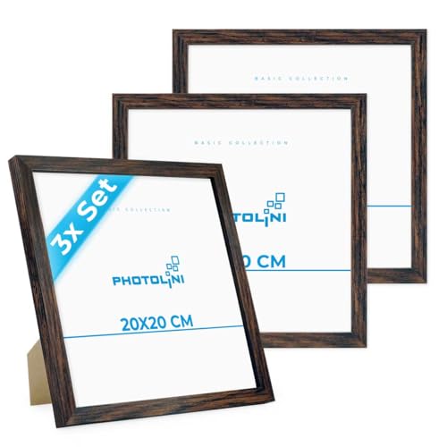 PHOTOLINI Bilderrahmen 20x20 Eiche Dunkel aus MDF-Holz, 3er Set Poster-Rahmen, bruchsicheres Acrylglas, zum Aufhängen & Aufstellen, extra Zubehör - für Fotos & Poster PHOTOLINI Bilderrahmen 20x20 Eiche Dunkel aus MDF-Holz, 3er Set Poster-Rahmen, bruchsicheres Acrylglas, zum Aufhängen & Aufstellen, extra Zubehör - für Fotos & Poster von PHOTOLINI