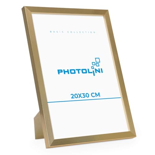 PHOTOLINI Bilderrahmen 20x30 Gold MDF-Holz Poster-Bilderrahmen 30x20 cm, bruchsicheres Acrylglas, zum Aufhängen & Aufstellen, extra Zubehör - für Fotos & Poster PHOTOLINI Bilderrahmen 20x30 Gold MDF-Holz Poster-Bilderrahmen 30x20 cm, bruchsicheres Acrylglas, zum Aufhängen & Aufstellen, extra Zubehör - für Fotos & Poster von PHOTOLINI