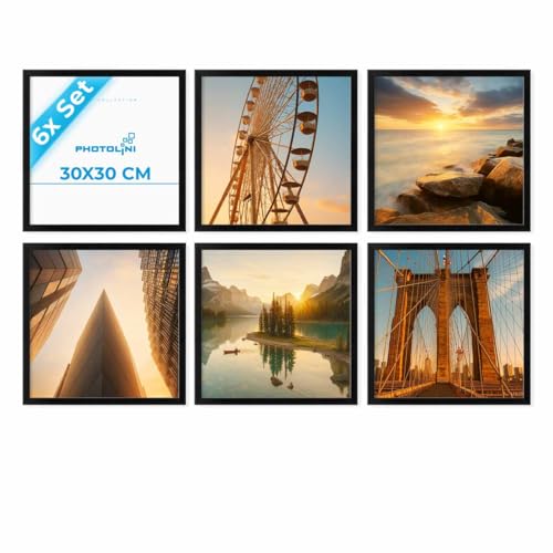 PHOTOLINI Bilderrahmen 30x30 Schwarz Holz MDF, 6er Set Bilderrahmen quadratisch 30x30, Foto Rahmen zum Aufhängen, Rahmen 30 x 30 mit Acrylglas & Zubehör - für Fotos & Poster PHOTOLINI Bilderrahmen 30x30 Schwarz Holz MDF, 6er Set Bilderrahmen quadratisch 30x30, Foto Rahmen zum Aufhängen, Rahmen 30 x 30 mit Acrylglas & Zubehör - für Fotos & Poster von PHOTOLINI