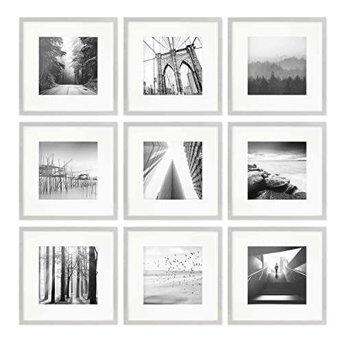 PHOTOLINI Bilderrahmen 30x30 Silber Holz MDF, 9er Set Bilderrahmen quadratisch 30x30, Foto Rahmen mit Passepartout zum Aufhängen, Rahmen 30 x 30 mit Acrylglas & Zubehör - für Fotos & Poster PHOTOLINI Bilderrahmen 30x30 Silber Holz MDF, 9er Set Bilderrahmen quadratisch 30x30, Foto Rahmen mit Passepartout zum Aufhängen, Rahmen 30 x 30 mit Acrylglas & Zubehör - für Fotos & Poster von PHOTOLINI