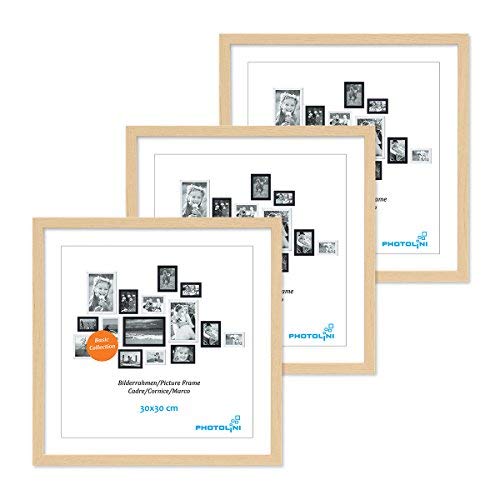 PHOTOLINI Bilderrahmen 30x30 Holz Natur aus MDF, 3er Set Poster-Bilderrahmen quadratisch 30x30, bruchsicheres Acrylglas, zum Aufhängen, extra Zubehör - für Fotos & Poster PHOTOLINI Bilderrahmen 30x30 Holz Natur aus MDF, 3er Set Poster-Bilderrahmen quadratisch 30x30, bruchsicheres Acrylglas, zum Aufhängen, extra Zubehör - für Fotos & Poster von PHOTOLINI