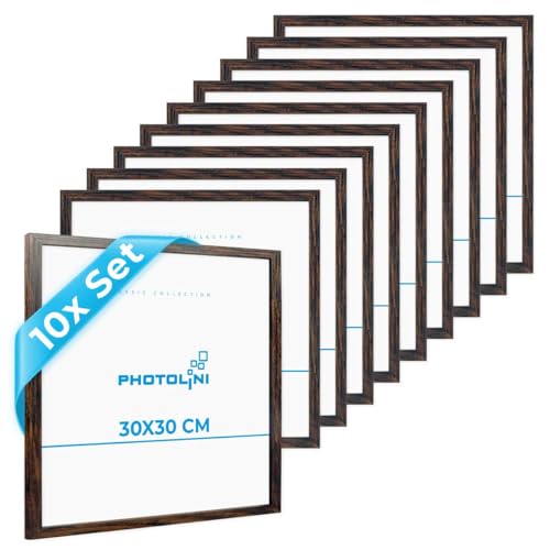 PHOTOLINI Bilderrahmen 30x30 Eiche Dunkel aus MDF-Holz, 10er Set Poster-Rahmen, bruchsicheres Acrylglas, zum Aufhängen, extra Zubehör - für Fotos & Poster PHOTOLINI Bilderrahmen 30x30 Eiche Dunkel aus MDF-Holz, 10er Set Poster-Rahmen, bruchsicheres Acrylglas, zum Aufhängen, extra Zubehör - für Fotos & Poster von PHOTOLINI
