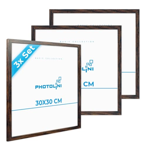 PHOTOLINI Bilderrahmen 30x30 Eiche Dunkel aus MDF-Holz, 3er Set Poster-Bilderrahmen quadratisch 30x30, bruchsicheres Acrylglas, zum Aufhängen, extra Zubehör - für Fotos & Poster PHOTOLINI Bilderrahmen 30x30 Eiche Dunkel aus MDF-Holz, 3er Set Poster-Bilderrahmen quadratisch 30x30, bruchsicheres Acrylglas, zum Aufhängen, extra Zubehör - für Fotos & Poster von PHOTOLINI