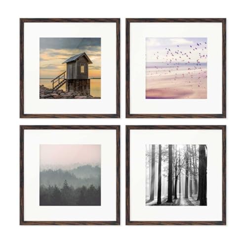 PHOTOLINI Bilderrahmen 30x30 Eiche Dunkel aus MDF-Holz, 4er Set Poster-Rahmen mit Passepartout, bruchsicheres Acrylglas, zum Aufhängen, extra Zubehör - für Fotos & Poster PHOTOLINI Bilderrahmen 30x30 Eiche Dunkel aus MDF-Holz, 4er Set Poster-Rahmen mit Passepartout, bruchsicheres Acrylglas, zum Aufhängen, extra Zubehör - für Fotos & Poster von PHOTOLINI