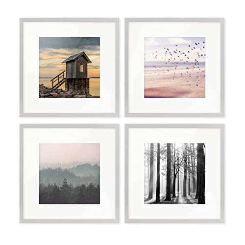PHOTOLINI Bilderrahmen 30x30 cm Silber MDF-Holz, 4er Set Posterrahmen mit Passepartout, bruchsicheres Acrylglas, zum Aufhängen, extra Zubehör - für Fotos, Bilder & Poster PHOTOLINI Bilderrahmen 30x30 cm Silber MDF-Holz, 4er Set Posterrahmen mit Passepartout, bruchsicheres Acrylglas, zum Aufhängen, extra Zubehör - für Fotos, Bilder & Poster von PHOTOLINI