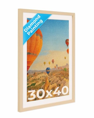 PHOTOLINI Bilderrahmen 30x40 Diamond Painting Rahmen, Natur, Bilderrahmen für Diamond Painting 40x30 mit passendem Passepartout, Rahmen 30 x 40 mit bruchsicherem Acrylglas zum Aufhängen von PHOTOLINI