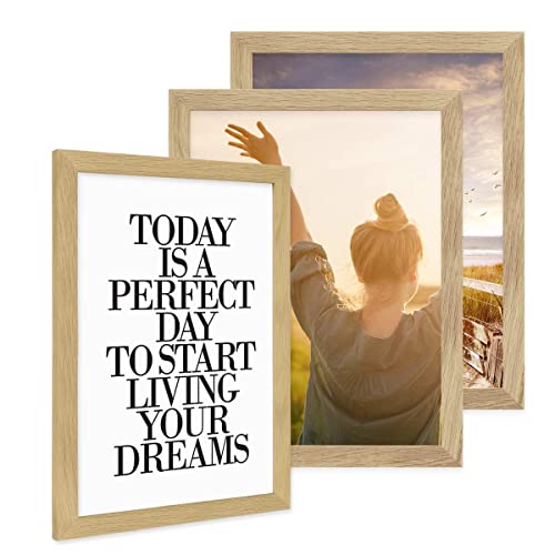 PHOTOLINI Bilderrahmen 30x40 Holz Eiche 3er Set, breite Rahmen 30x40 Holz mit Acrylglas, picture frame 30 x 40 zum Aufhängen, Bilderrahmen 40x30 cm plus Zubehör - zur Fotorahmen Wanddekoration PHOTOLINI Bilderrahmen 30x40 Holz Eiche 3er Set, breite Rahmen 30x40 Holz mit Acrylglas, picture frame 30 x 40 zum Aufhängen, Bilderrahmen 40x30 cm plus Zubehör - zur Fotorahmen Wanddekoration von PHOTOLINI