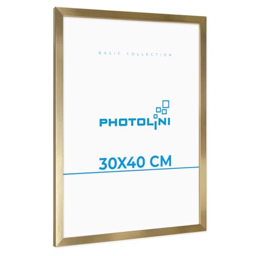 PHOTOLINI Bilderrahmen Gold 30x40 Holz aus MDF, Poster Bilderrahmen 30x40 gold, bruchsicheres Acrylglas, Rahmen 40x30 zum Aufhängen, extra Zubehör - Rahmen 30x40 gold für Fotos & Poster PHOTOLINI Bilderrahmen Gold 30x40 Holz aus MDF, Poster Bilderrahmen 30x40 gold, bruchsicheres Acrylglas, Rahmen 40x30 zum Aufhängen, extra Zubehör - Rahmen 30x40 gold für Fotos & Poster von PHOTOLINI