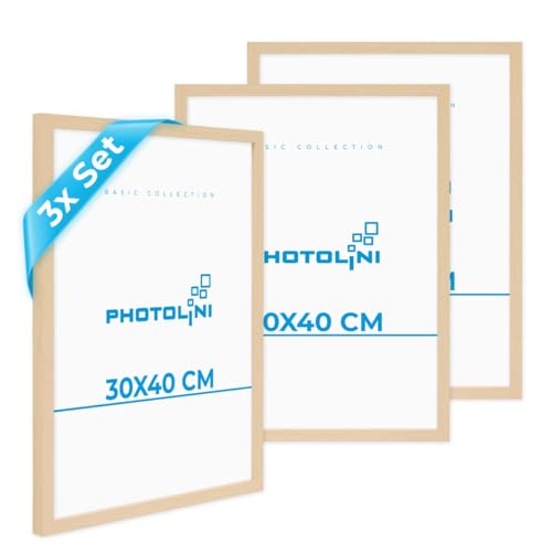 PHOTOLINI Bilderrahmen 30x40 Holz MDF Natur, 3er Set Bilderrahmen 40x30 cm, Picture Frame mit bruchsicherem Acrylglas, Rahmen 30 x 40 zum Aufhängen, extra Zubehör - Rahmen 30x40 für Fotos & Poster PHOTOLINI Bilderrahmen 30x40 Holz MDF Natur, 3er Set Bilderrahmen 40x30 cm, Picture Frame mit bruchsicherem Acrylglas, Rahmen 30 x 40 zum Aufhängen, extra Zubehör - Rahmen 30x40 für Fotos & Poster von PHOTOLINI