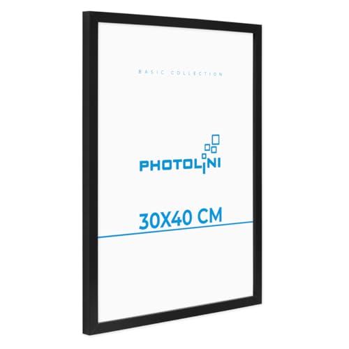PHOTOLINI Bilderrahmen 30x40 Schwarz Holz MDF, Bilderrahmen 40x30 cm bruchsicherem Acrylglas, Rahmen 30x40 schwarz Aufhängen, Picture Frame mit extra Zubehör - Rahmen 40x30 für Fotos & Poster PHOTOLINI Bilderrahmen 30x40 Schwarz Holz MDF, Bilderrahmen 40x30 cm bruchsicherem Acrylglas, Rahmen 30x40 schwarz Aufhängen, Picture Frame mit extra Zubehör - Rahmen 40x30 für Fotos & Poster von PHOTOLINI