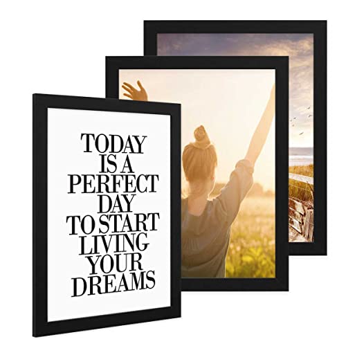 PHOTOLINI Bilderrahmen 30x40 Schwarz Holz MDF, 3er Set breite Rahmen 30x40 Schwarz mit Acrylglas, picture frame 30 x 40 zum Aufhängen, Bilderrahmen 40x30 cm plus Zubehör - Fotorahmen Wanddekoration PHOTOLINI Bilderrahmen 30x40 Schwarz Holz MDF, 3er Set breite Rahmen 30x40 Schwarz mit Acrylglas, picture frame 30 x 40 zum Aufhängen, Bilderrahmen 40x30 cm plus Zubehör - Fotorahmen Wanddekoration von PHOTOLINI