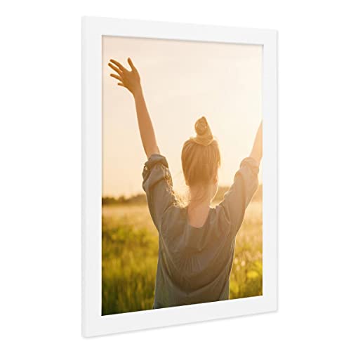 PHOTOLINI Bilderrahmen 30x40 Weiss Holz MDF, breite Rahmen 30x40 weiß mit Acrylglas, picture frame 30 x 40 zum Aufhängen, Bilderrahmen 40x30 cm plus Zubehör - zur Fotorahmen Wanddekoration von PHOTOLINI