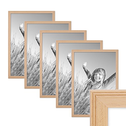 PHOTOLINI Bilderrahmen 30x40 cm Holz Natur Landhaus-Stil, 5er Set Holz-Rahmen, Made in Germany, Echtglas, zum Aufhängen, mit Zubehör - perfekt für Familienfotos & Urlaubsbilder PHOTOLINI Bilderrahmen 30x40 cm Holz Natur Landhaus-Stil, 5er Set Holz-Rahmen, Made in Germany, Echtglas, zum Aufhängen, mit Zubehör - perfekt für Familienfotos & Urlaubsbilder von PHOTOLINI