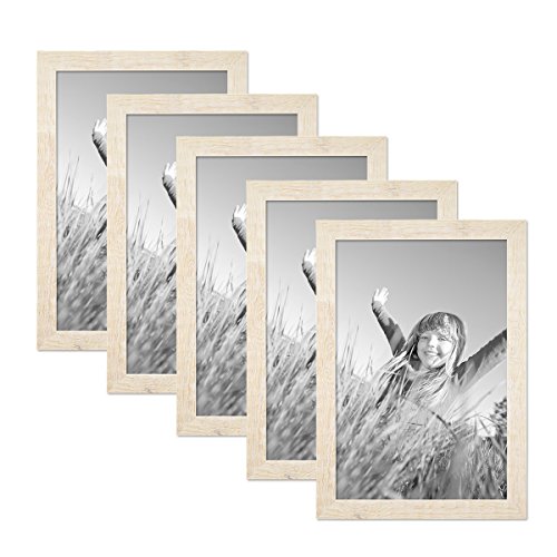 PHOTOLINI Bilderrahmen 30x40 cm Holz Weiß, 5er Set Echtholz-Rahmen rustikal, Strandhaus, Made in Germany, Echtglas, zum Aufhängen, extra Zubehör - Treibholzlook mit einem Hauch Küstenflair PHOTOLINI Bilderrahmen 30x40 cm Holz Weiß, 5er Set Echtholz-Rahmen rustikal, Strandhaus, Made in Germany, Echtglas, zum Aufhängen, extra Zubehör - Treibholzlook mit einem Hauch Küstenflair von PHOTOLINI