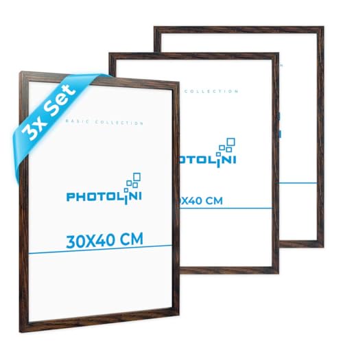 PHOTOLINI Bilderrahmen 30x40 Holz MDF Eiche Dunkel, 3er Set Bilderrahmen 40x30 cm, bruchsicheres Acrylglas, Rahmen 30 x 40 zum Aufhängen, extra Zubehör - Rahmen 30x40 für Fotos & Poster PHOTOLINI Bilderrahmen 30x40 Holz MDF Eiche Dunkel, 3er Set Bilderrahmen 40x30 cm, bruchsicheres Acrylglas, Rahmen 30 x 40 zum Aufhängen, extra Zubehör - Rahmen 30x40 für Fotos & Poster von PHOTOLINI