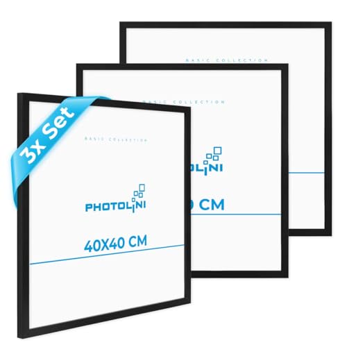 PHOTOLINI Bilderrahmen 40x40 Schwarz, 3er Set Bilderrahmen quadratisch 40x40 Holz MDF mit bruchsicherem Acrylglas, Rahmen 40 x 40 zum Aufhängen mit Zubehör - Picture Frame für Fotos & Poster PHOTOLINI Bilderrahmen 40x40 Schwarz, 3er Set Bilderrahmen quadratisch 40x40 Holz MDF mit bruchsicherem Acrylglas, Rahmen 40 x 40 zum Aufhängen mit Zubehör - Picture Frame für Fotos & Poster von PHOTOLINI