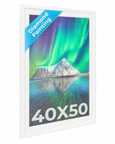 PHOTOLINI Bilderrahmen 40x50 Diamond Painting Rahmen, Weiß, Bilderrahmen für Diamond Painting 50x40 mit passendem Passepartout Bild 35x45, Rahmen 40 x 50 mit bruchsicherem Acrylglas zum Aufhängen PHOTOLINI Bilderrahmen 40x50 Diamond Painting Rahmen, Weiß, Bilderrahmen für Diamond Painting 50x40 mit passendem Passepartout Bild 35x45, Rahmen 40 x 50 mit bruchsicherem Acrylglas zum Aufhängen von PHOTOLINI